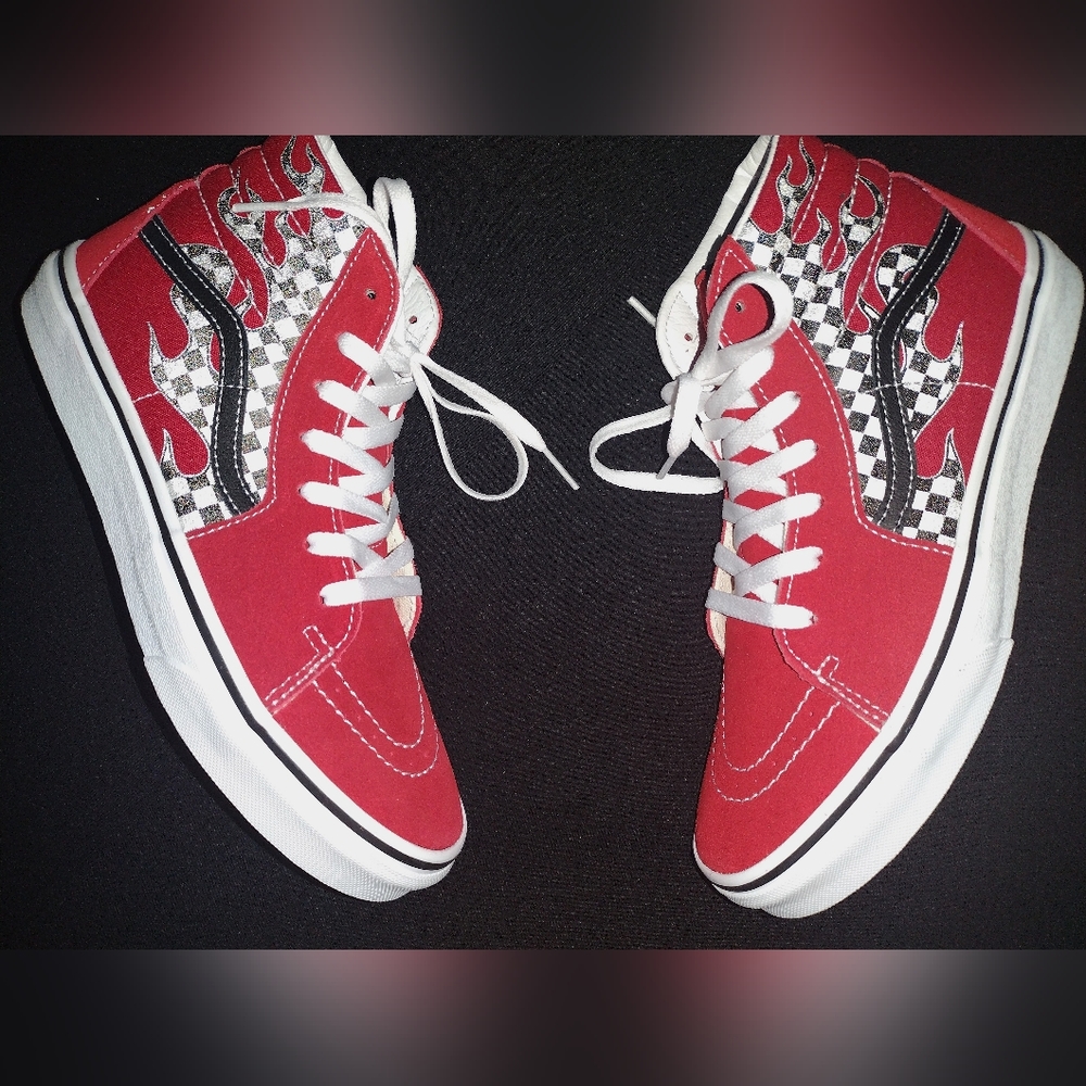 Vans Kids Red Flame High-Top Sneakers